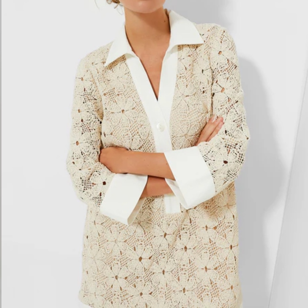 Tuckernuck Cream Lace Button-Up dress